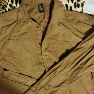 Brown long sleeve button up shirt